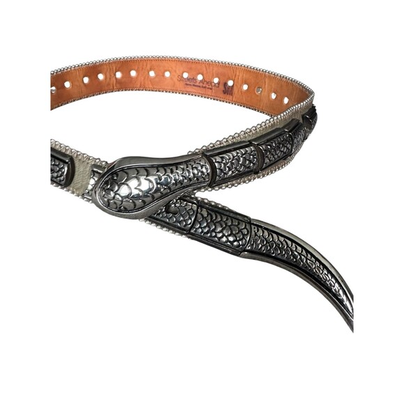 Vintage Leather Streets Ahead Viper Belt Black Italian Rockabilly Silver Snake S main image 12